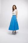 Fustă midi în cloș Caramel din poplin albastru F3406 thumbnail picture - 