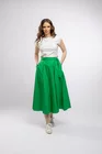 Fustă midi în cloș Caramel din poplin verde F3406 thumbnail picture - 