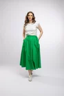 Fustă midi în cloș Caramel din poplin verde F3406 thumbnail picture - 