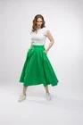 Fustă midi în cloș Caramel din poplin verde F3406 thumbnail picture - 