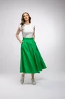 Fustă midi în cloș Caramel din poplin verde F3406 thumbnail picture - 