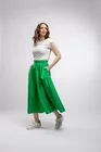 Fustă midi în cloș Caramel din poplin verde F3406 thumbnail picture - 
