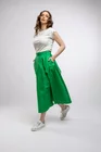 Fustă midi în cloș Caramel din poplin verde F3406 thumbnail picture - 