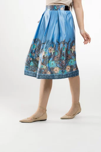 Fustă  midi în pliuri bleu FVA0301
