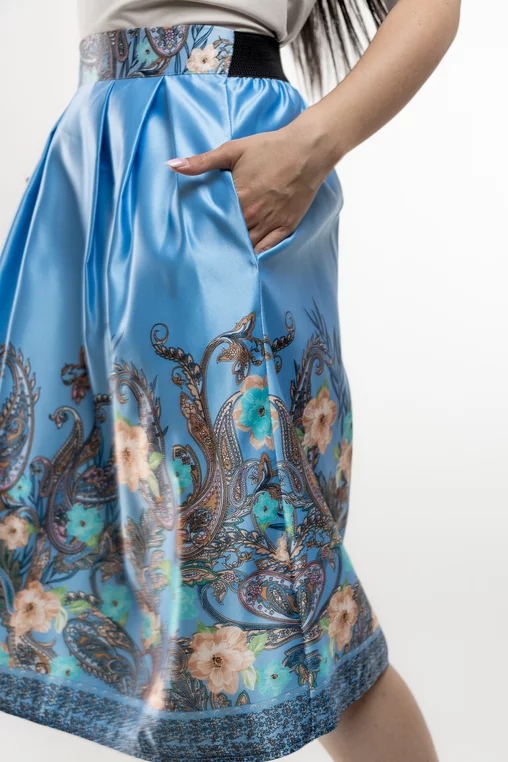 Fustă  midi în pliuri bleu FVA60201 thumbnail picture - 