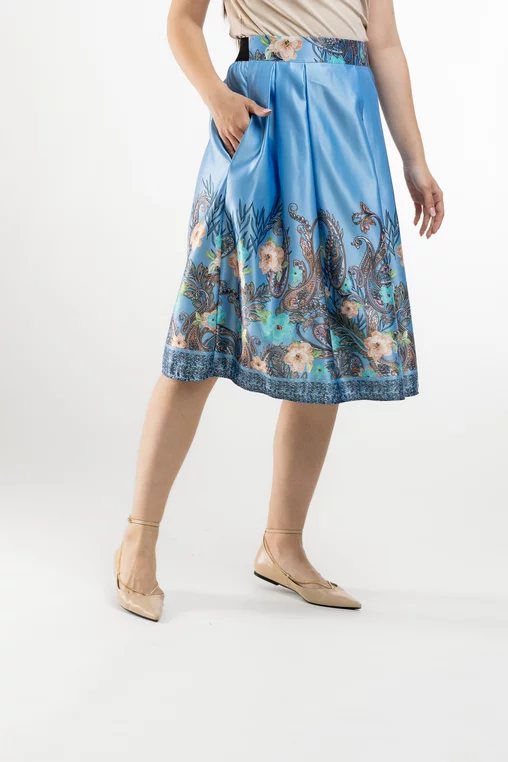 Fustă  midi în pliuri bleu FVA60201 thumbnail picture - 