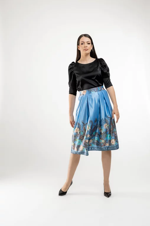 Fustă  midi în pliuri bleu FVA60201 thumbnail picture - 