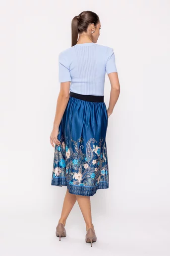 Fustă  midi in pliuri bleumarin FVA0301