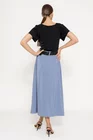 Fustă midi în pliuri cu curea bleu FKC0301 thumbnail picture - 