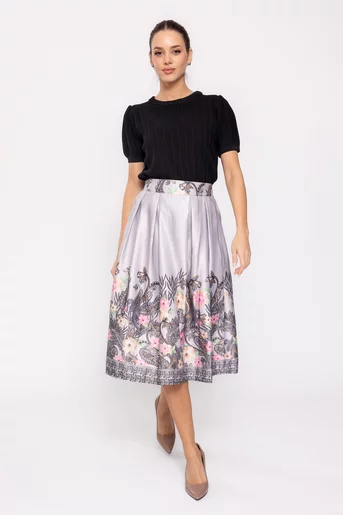 Fusta  midi in pliuri gri FVA60501