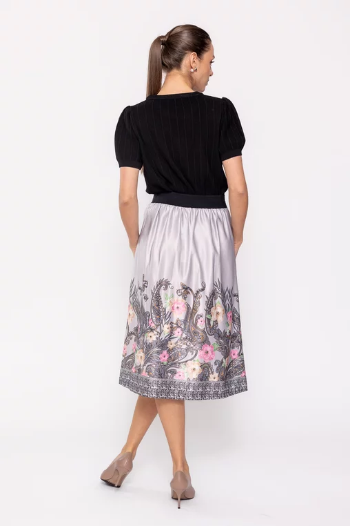 Fusta  midi in pliuri gri FVA60501 thumbnail picture - 