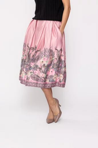 Fustă  midi în pliuri roz FVA60201
