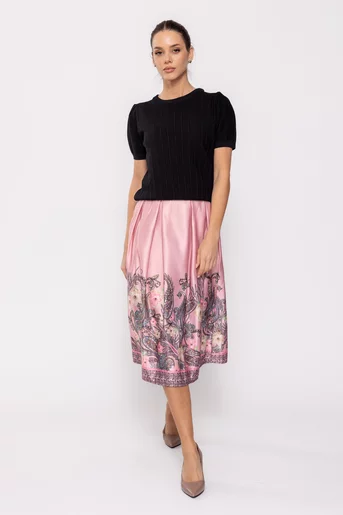 Fustă  midi în pliuri roz FVA60201