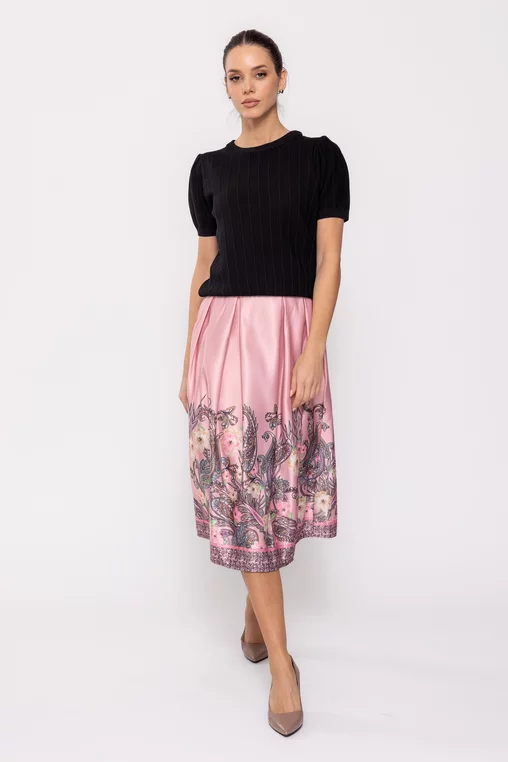 Fustă  midi în pliuri roz FVA60201 thumbnail picture - 