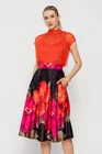 Fustă midi neagră  imprimeu floral FVA0202 thumbnail picture - 
