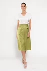 Fustă satin cu buzunar aplicat kaki FROS0301 thumbnail picture - 