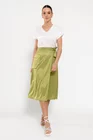 Fustă satin cu buzunar aplicat kaki FROS0301 thumbnail picture - 