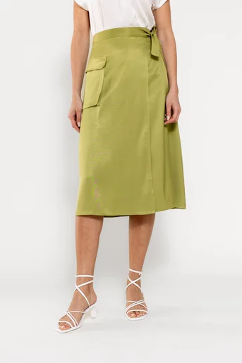 Fustă satin cu buzunar aplicat kaki FROS0301