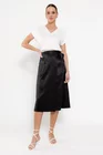 Fustă satin cu buzunar aplicat neagră FROS0301 thumbnail picture - 