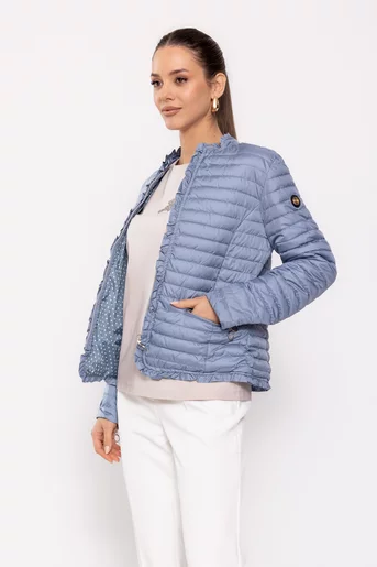 Jacheta scurta de primavara cu volane bleu JMD0205