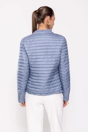 Jacheta scurta de primavara cu volane bleu JMD0205