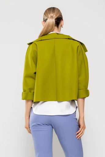 Jachetă scurtă de primavară verde fistic JSUN0201