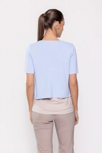 Jerseu din vâscoză cu mâneci scurte bleu BDP0207