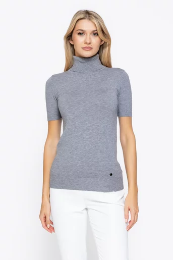 Maletă tricotată cu mâneci scurte gri BSUN1016