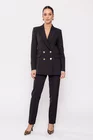 Pantaloni Caramel conic cu un pliu negru P2505 thumbnail picture - 