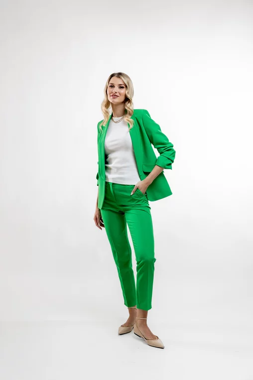Pantaloni Caramel conici cu șlit lateral verde P2402 thumbnail picture - 