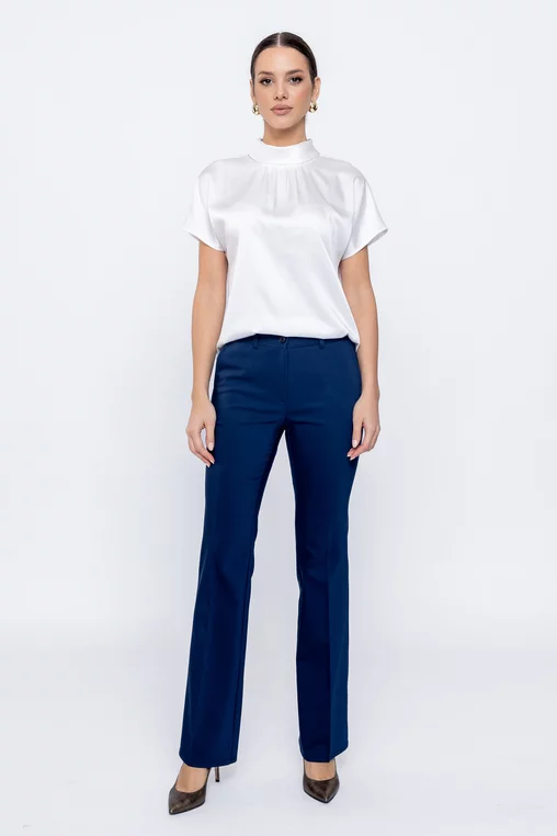Pantaloni Caramel evazați bumbac albastri P2503 picture - 1