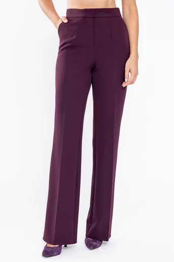 Pantaloni Caramel evazați burgundy P2516