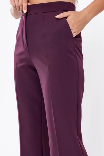 Pantaloni Caramel evazați burgundy P2516