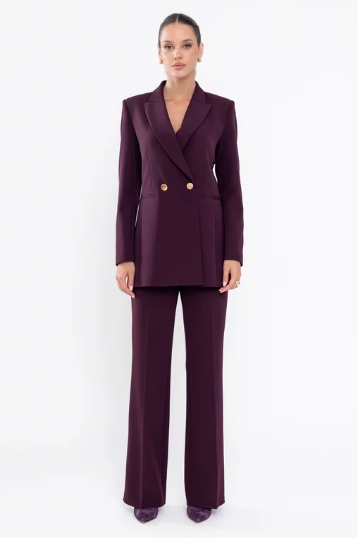 Pantaloni Caramel evazați burgundy P2516 thumbnail picture - 