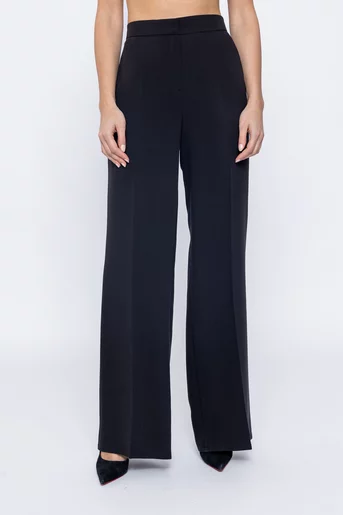 Pantaloni Caramel stofă reiată cu tighel la buzunar negruP2502