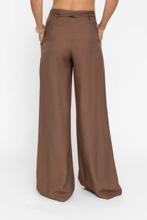 Pantaloni palazzo cu șnur mocha PKC0501 picture - 2