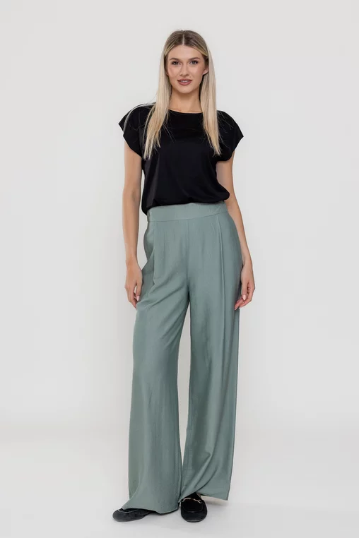 Pantaloni palazzo olive P2510 picture - 1