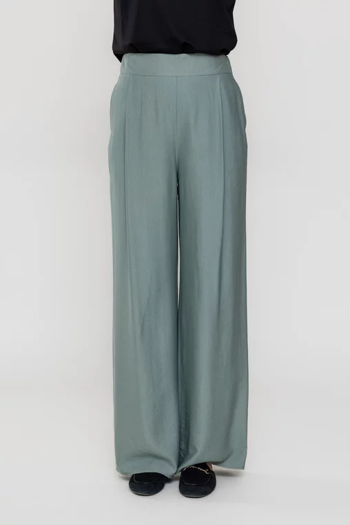 Pantaloni palazzo olive P2510 picture - 5