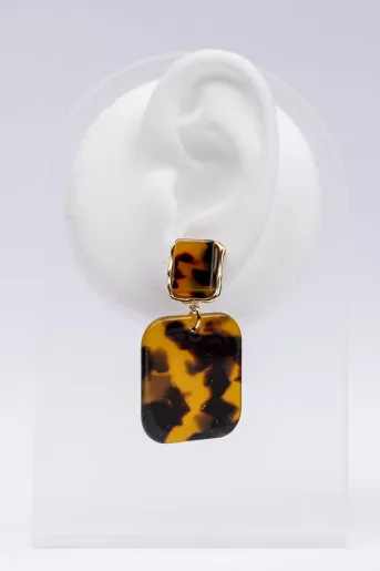 Cercei drop cu imprimeu animal print și margini aurii