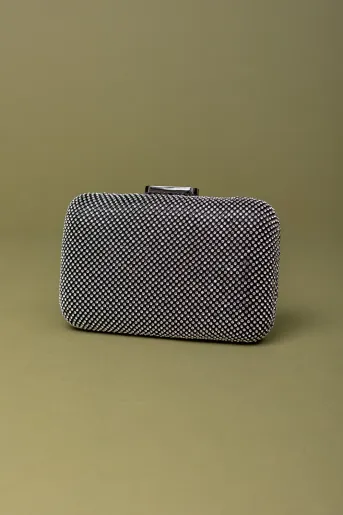 Clutch cu pietre decorative negru P04