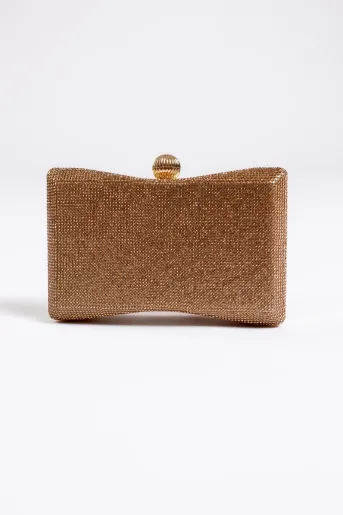 Clutch cu strasuri auriu inchis PIT10