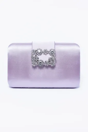 Clutch satinat cu accesoriu nude  PIT0308