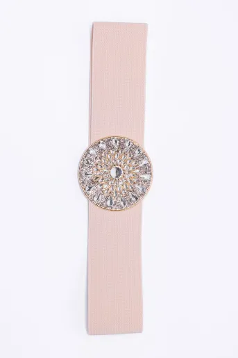 Curea elegantă decorată cu pietre crem C16860503