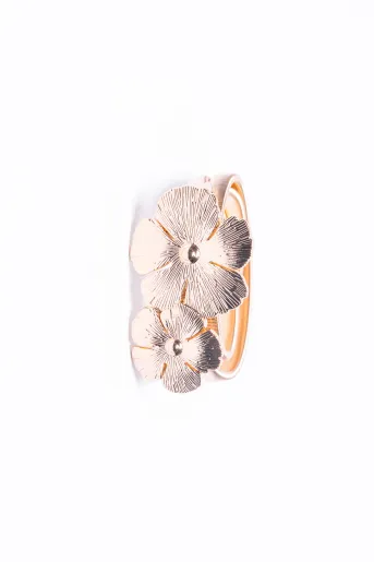 Curea metalică cu model flori aurie C16860508