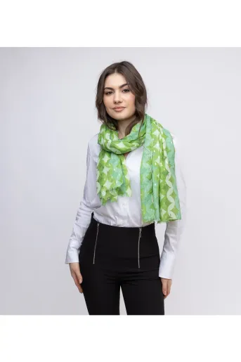 Esarfa imprimeu geometri verde EGK4