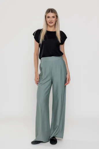 Pantaloni palazzo olive P2510