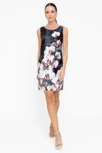 Rochie A line satinată impriemeu orhidee bej R8555