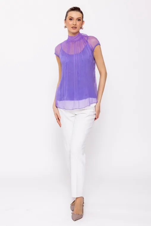 Bluză Caramel mătase naturală lila B4428 thumbnail picture - 