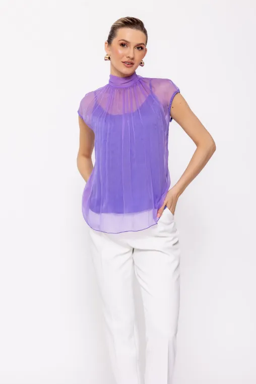 Bluză Caramel mătase naturală lila B4428 thumbnail picture - 