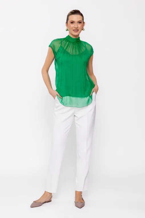 Bluză Caramel mătase naturală verde deschis B4428 thumbnail picture - 